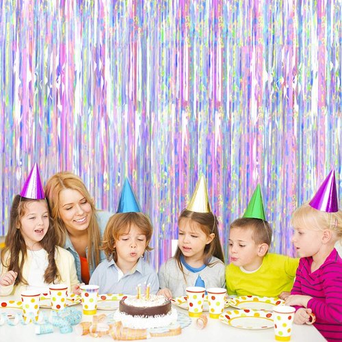 FECEDY Metallic Tinsel Foil Fringe Curtains - 3ft x 8.3ft | Perfect for Photo Booths & Celebrations