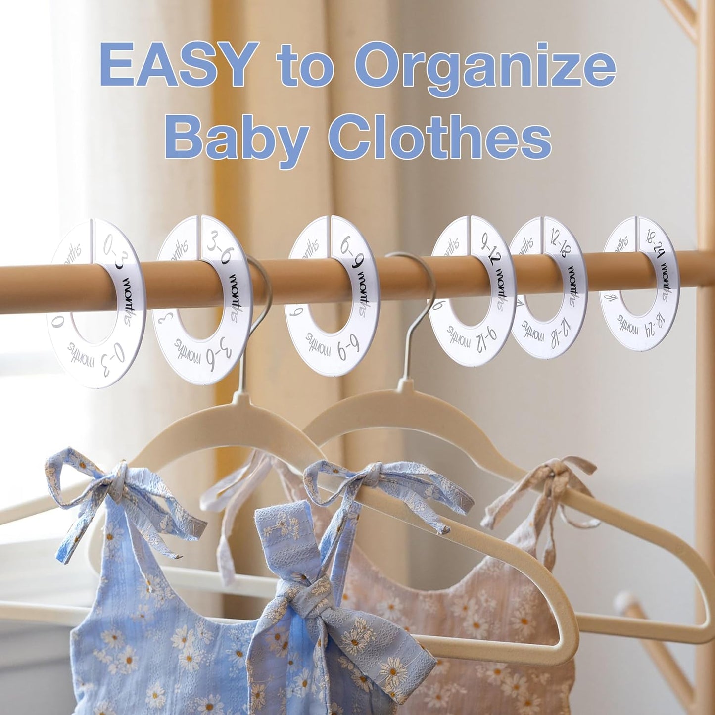 Pro Goleem Baby Closet Dividers - Unisex Nursery Organizer for Baby Clothes | Fits 1.5" Rod, 6 PCS