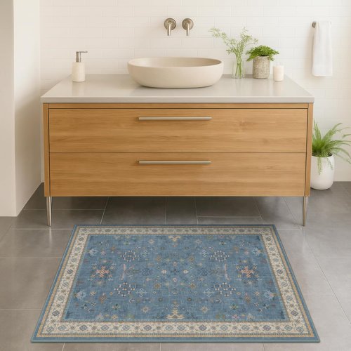 Blue 2x3 Washable Rug by [Brand Name] - Waterproof Non-Slip Design for Entryway & Kitchen | Stain & Fade Resistant