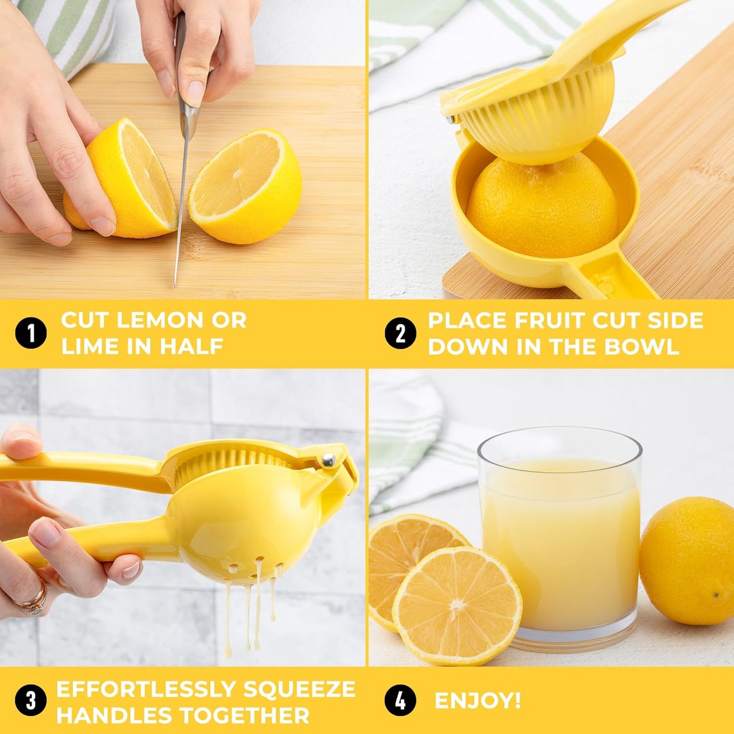 Zulay Kitchen Metal Lemon Squeezer - Easy-To-Use Handheld Citrus Juicer - Manual Press for Maximum Juice Extraction