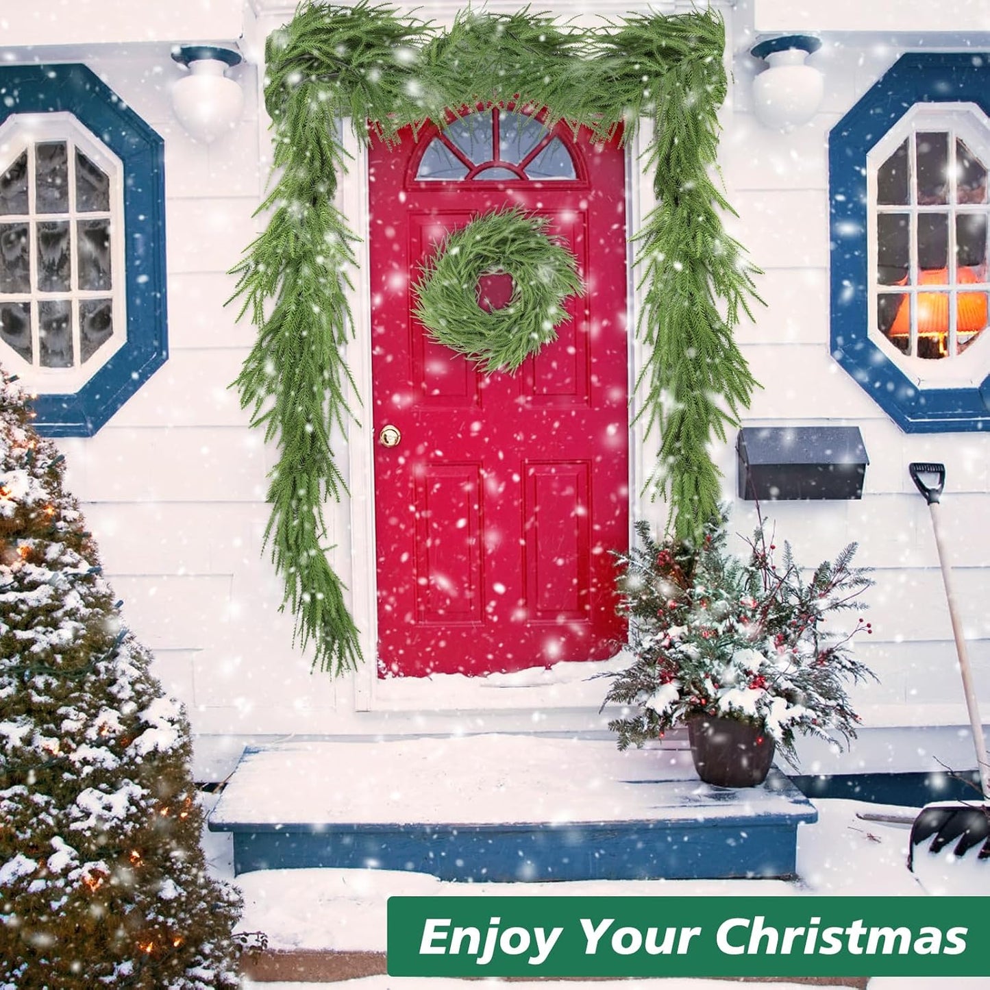 Norfolk Pine Garland - Realistic 9 Ft Faux Pine for Christmas Decor | Perfect for Mantle & Table