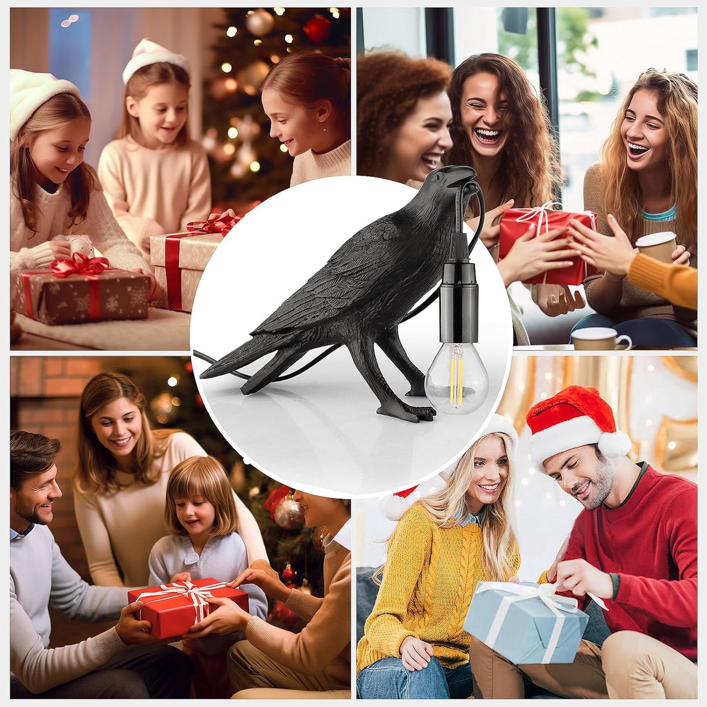 Regine Switzerland Halloween Crow Lamp - Gothic Raven Table Light for Home Decor | Perfect for Bedroom & Living Room