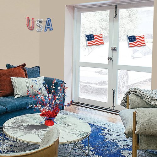Beistle Patriotic Star Gleam ‘N Burst Centerpiece, 15” – Metallic USA 4th of July Table Decorations in Red White and Blue