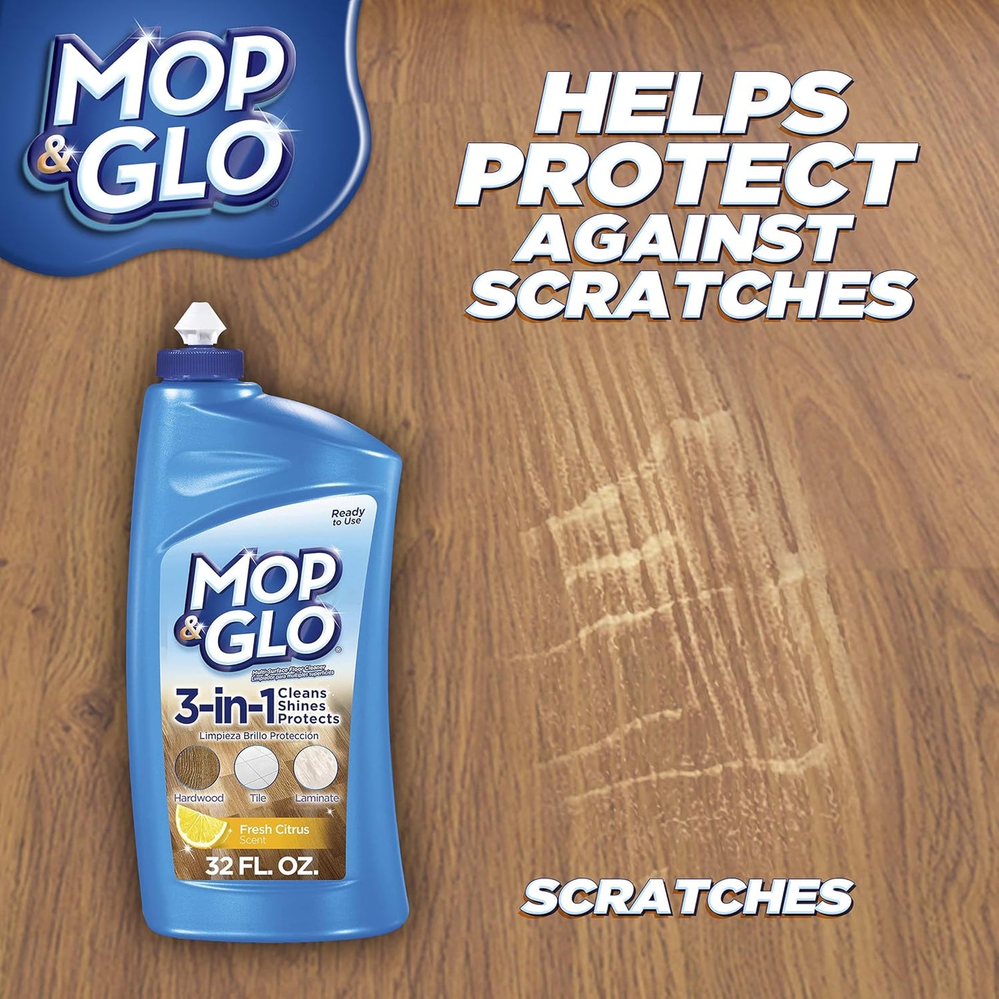 Mop & Glo Professional Floor Cleaner - Fresh Citrus Scent | 64 Oz Multi-Surface Solution
