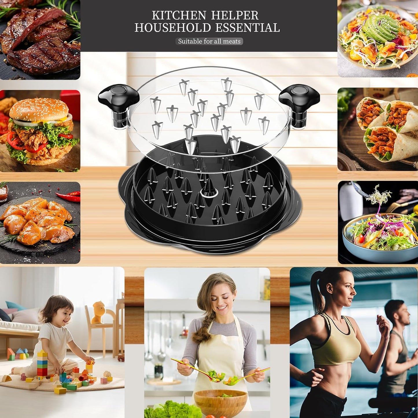 Vertdens Chicken Shredder - 10" Pro Tool for Effortless Meat Shredding | Versatile Black Design