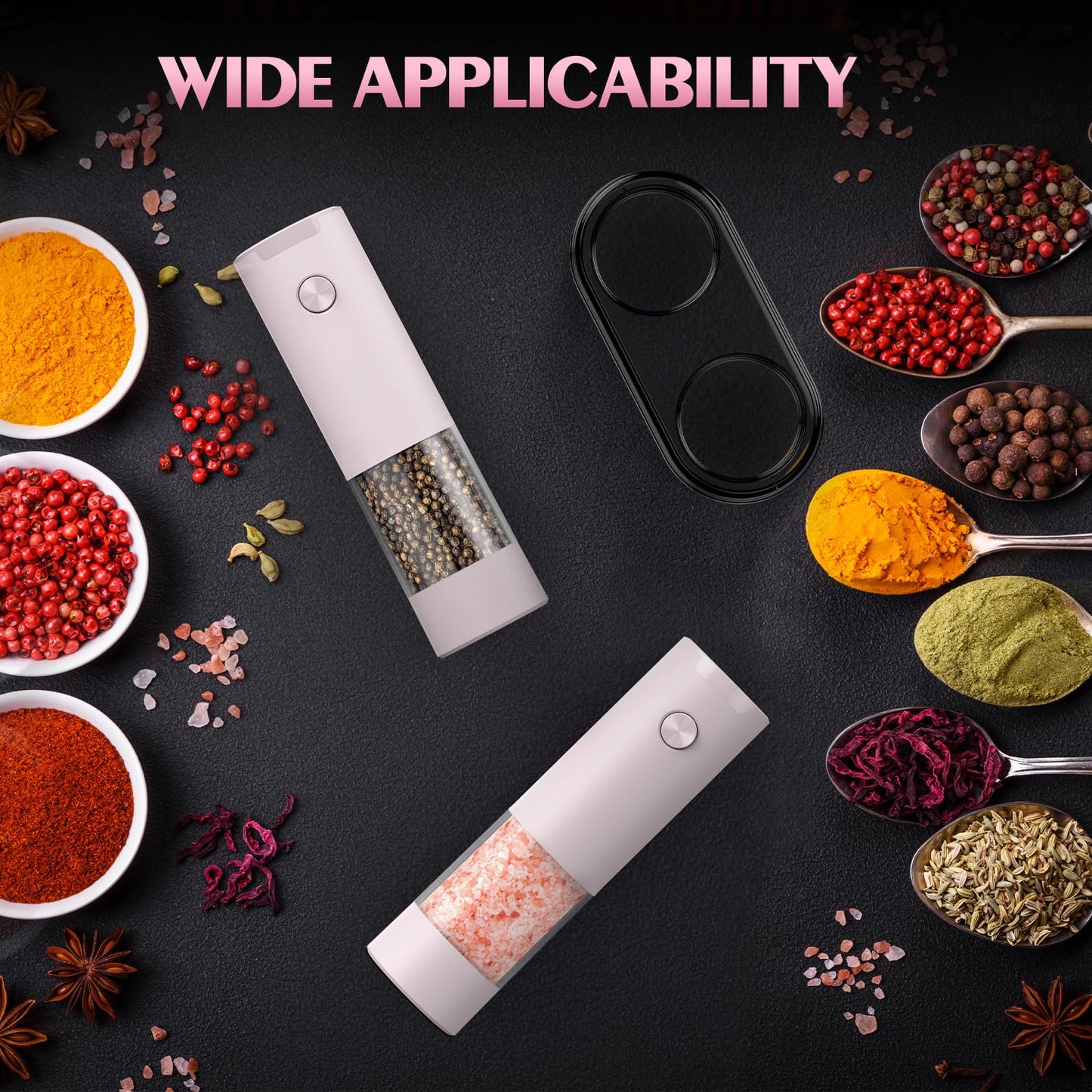1 Pack Salt and Pepper Grinder-Birthday Gifts for Mom Automatic Battery Upgraded Larger Capacity Pink Salt Pepper Set New Apartment Gifts for Housewarming