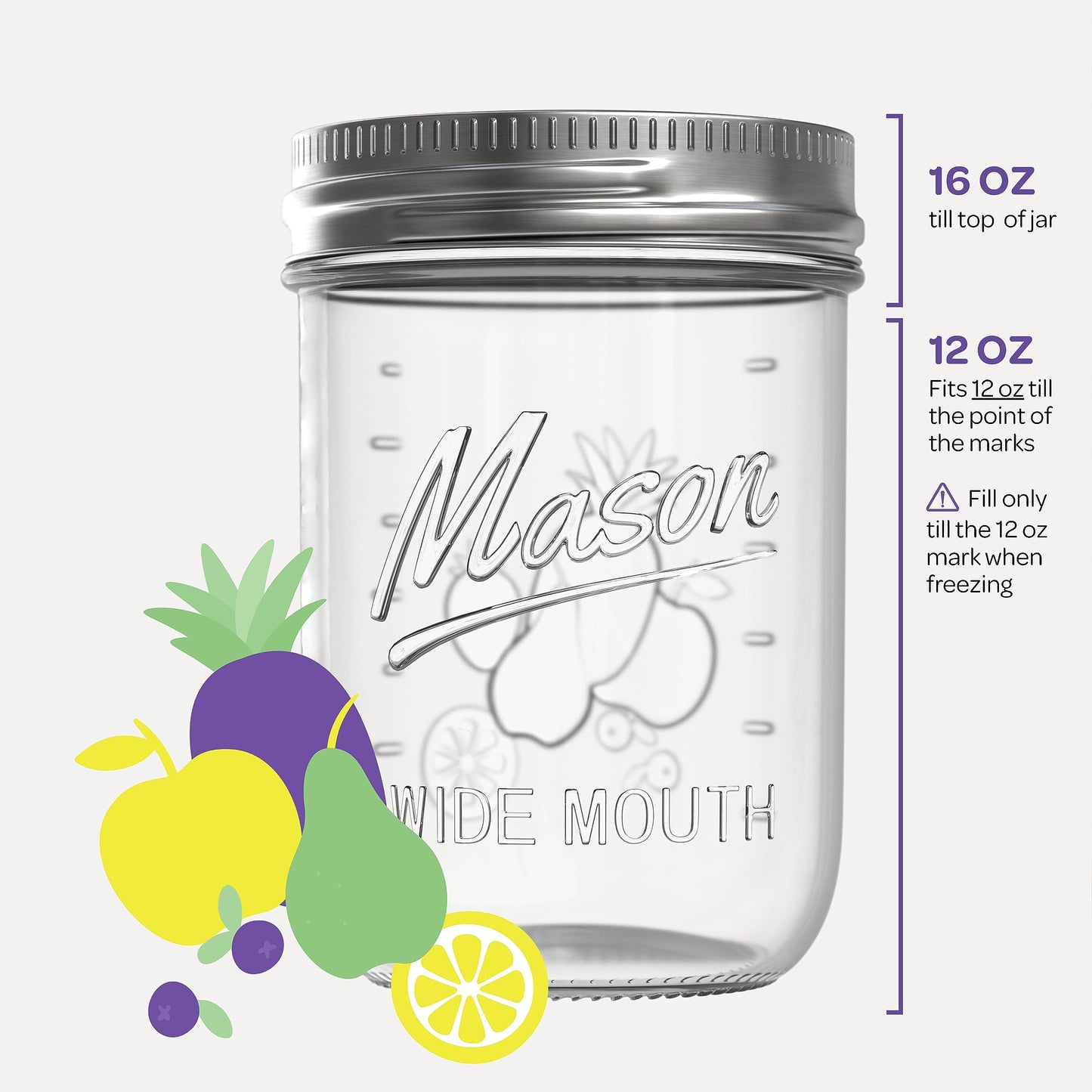 SEWANTA Wide Mouth Mason Jars 16 oz [5 Pack] With Mason Jar Lids and Bands, Mason Jars 16 oz - For Canning, Fermenting, Pickling - Jar Décor - Microwave/Dishwasher Safe.