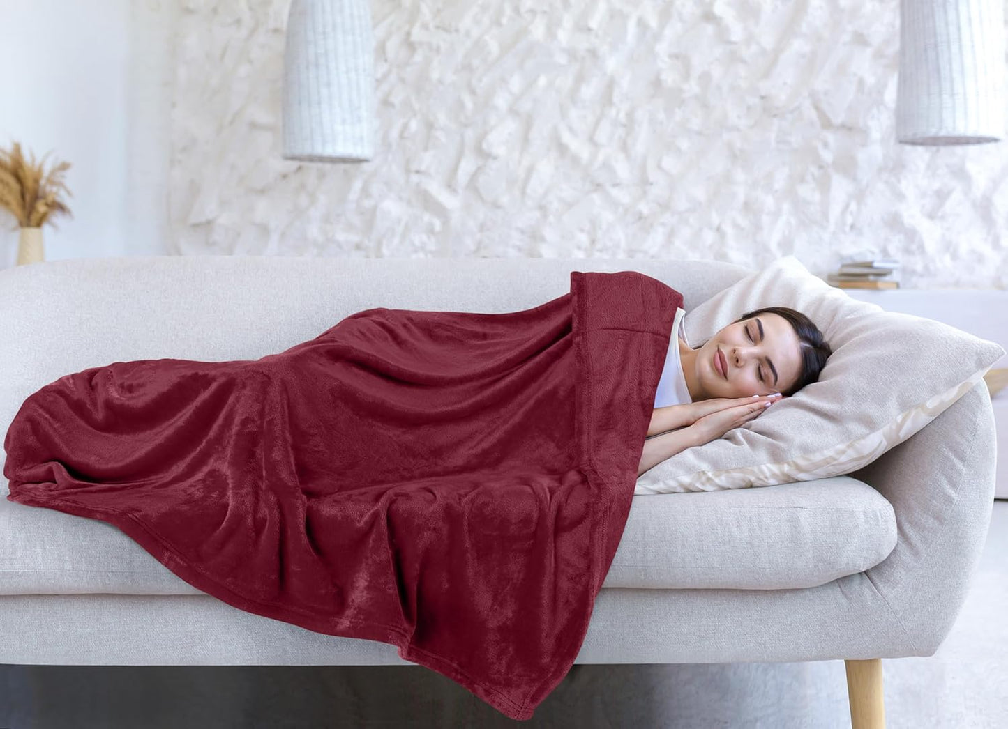 Utopia Bedding Fleece Blanket - Luxury Soft Microfiber Queen Size in Burgundy (90x90 Inch)
