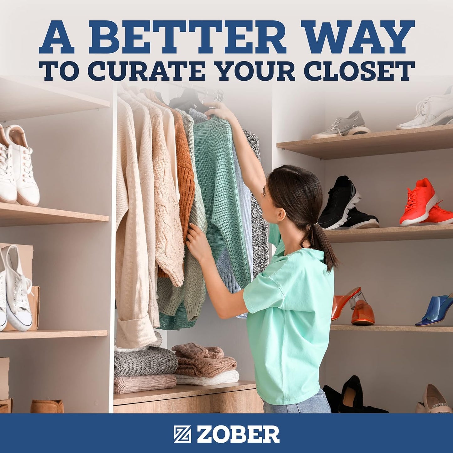 ZOBER Black Velvet Hangers - Non-Slip 50 Pack Clothes Hangers with 360° Swivel | Holds Up to 10 lbs