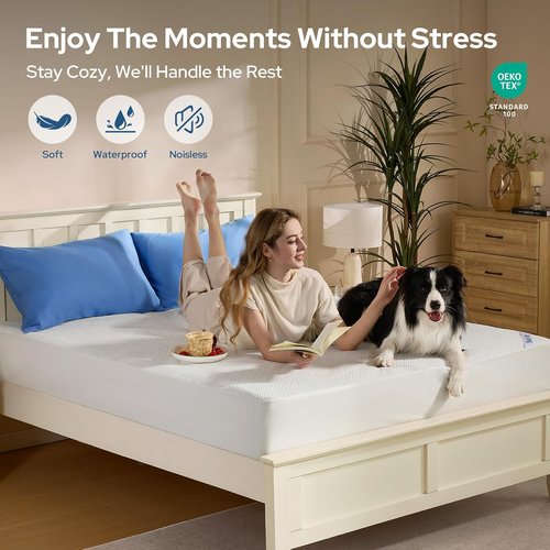 BEDLORE Queen Mattress Protector - Waterproof Noiseless Cover with Deep Pocket for 6-18 Inch Mattresses | Soft & Breathable
