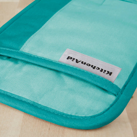 KitchenAid Beacon Two-Tone Non-Slip Pot Holder Set, Aqua Sky, 7"x10", 2 Piece