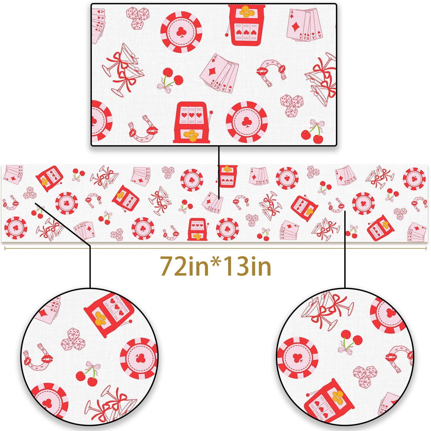 Pudodo Lucky in Love Table Runner Las Vegas Bachelorette Party Decoration Kitchen Casino Theme Bridal Shower Dining Room Home Decor