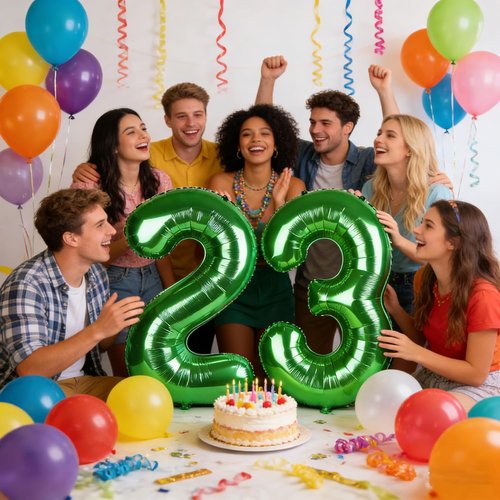 Big 40-Inch Number 23 Balloons by [Brand Name] - Dark Green Foil Birthday Decorations for Women