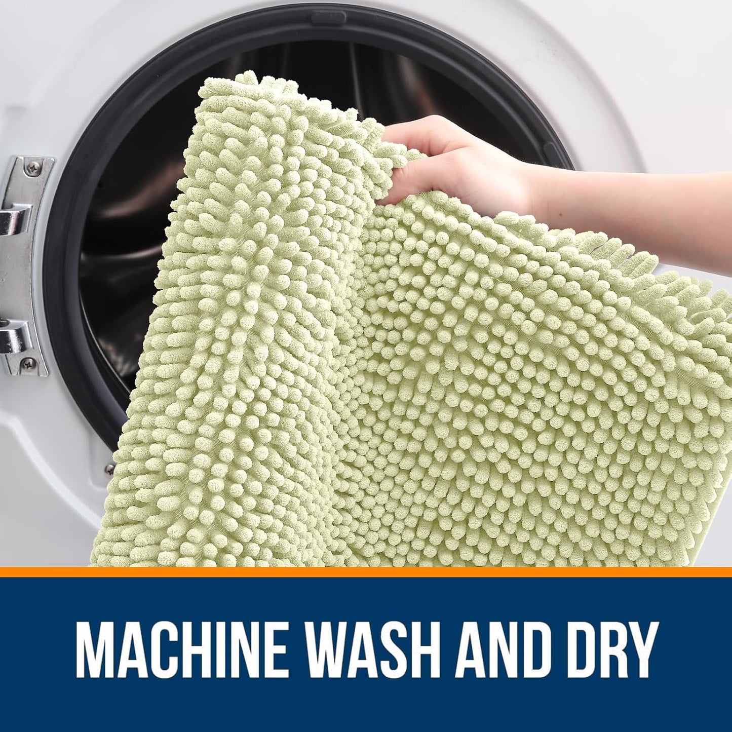 OLANLY Bathroom Rugs - Extra Soft Chenille Bath Mats with Rubber Backing | 30x20, Quick Dry, Vanilla