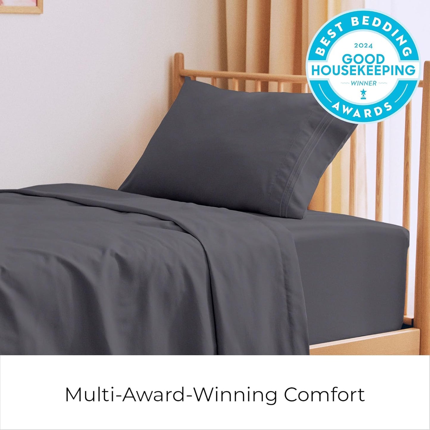 Mellanni Twin Sheets Set - 3 PC Hotel Luxury Bedding | Extra Soft, Cooling, Wrinkle-Resistant (Charcoal)