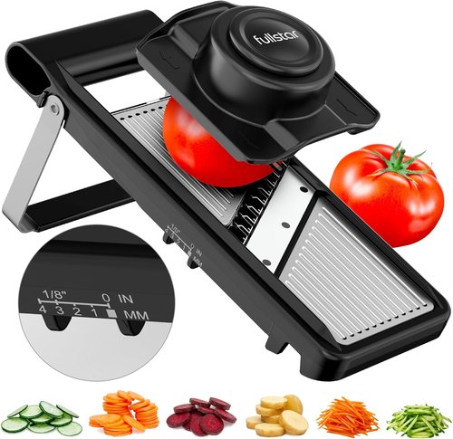 Fullstar 2 in 1 Stainless Steel Mandoline - Adjustable Thickness Vegetable Slicer | Julienne Blade for Easy Meal Prep