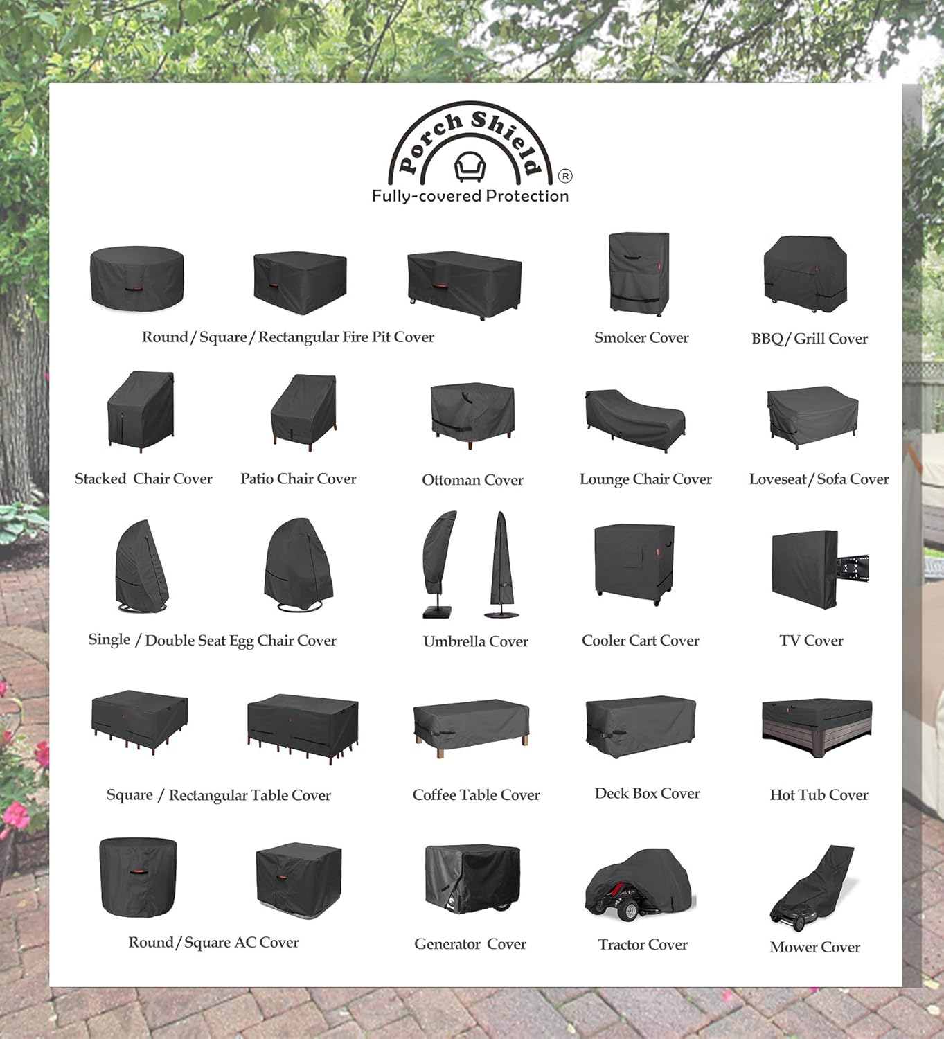 Porch Shield Patio Table Cover - Waterproof Square Outdoor Dining Set Cover | 84 x 84 Inch, Black