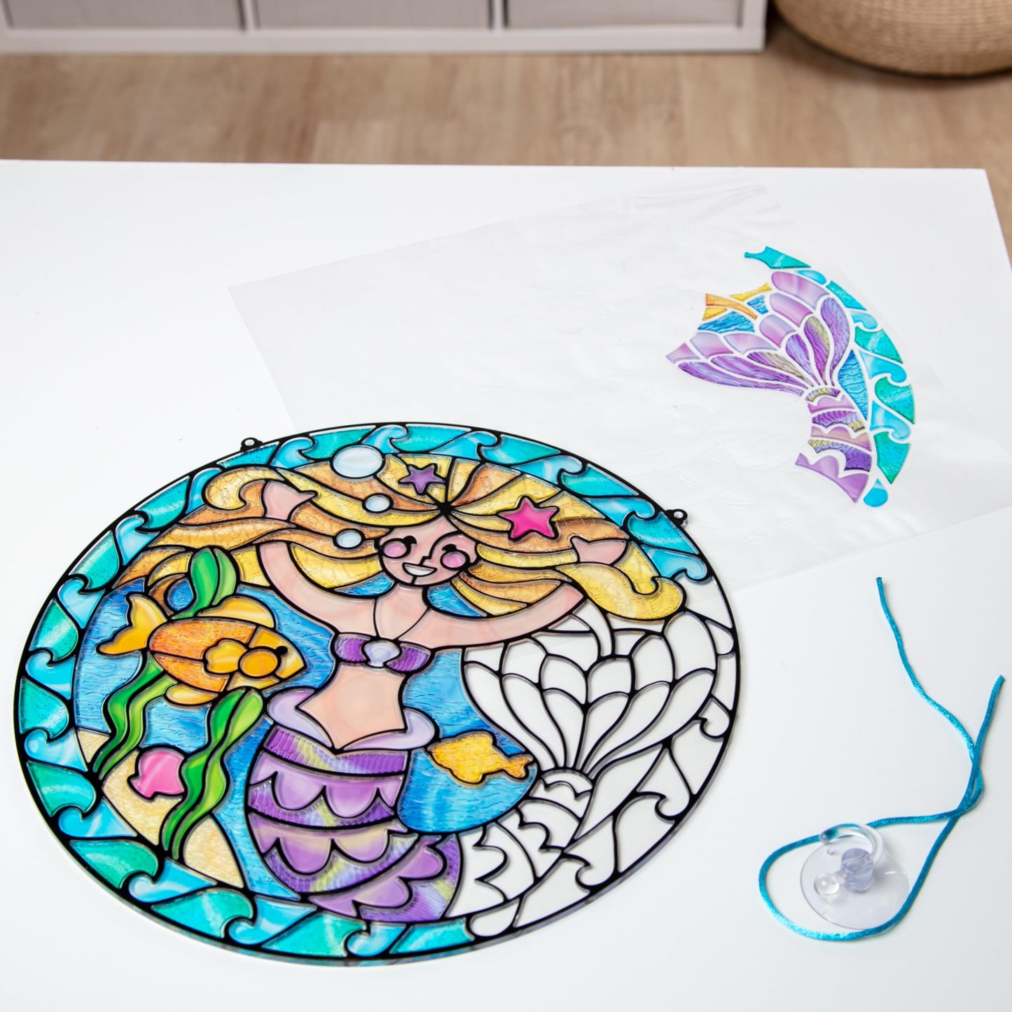 Melissa & Doug Stained Glass Made Easy Activity Kit: Mermaids - 140+ Stickers Kids Sticker Stained Glass Craft Kit; Mermaid Crafts for Kids Ages 5+