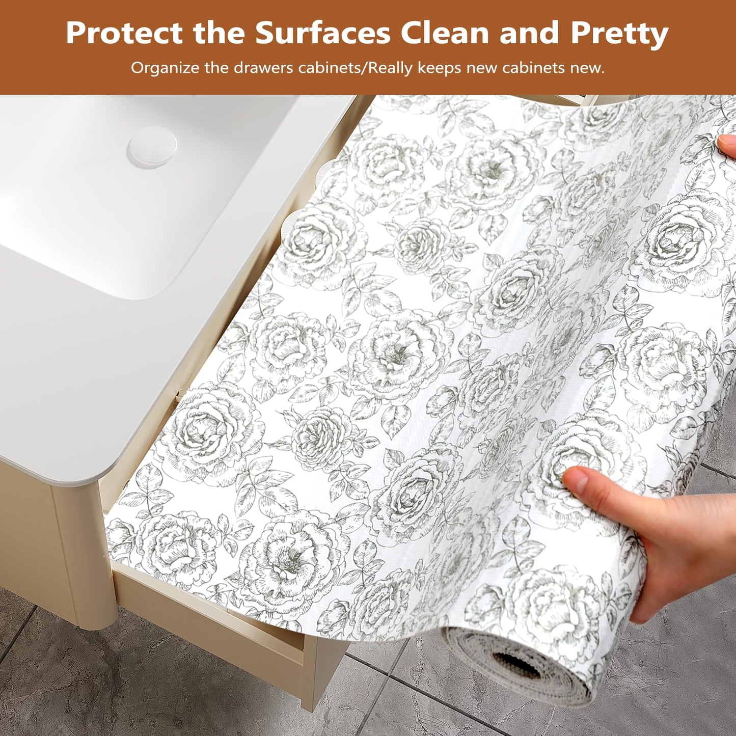 Shelf Drawer Liner for Kitchen Cabinets Non Adhesive, 11.8" x 20FT Slip Resistant Strong Grip Thickened Cabinet Liners for Shelves, Non Slip Plastic Shelving Paper for Cupboard, Dresser, Pantry, Rose