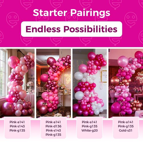 Bezente Pearl Hot Pink Balloons Latex Party Balloons - 100 Pack 12 inch Round Helium Magenta Fuchsia Dark Pink Balloons for Princess Gender Reveal Birthday Wedding Anniversary Party Decorations