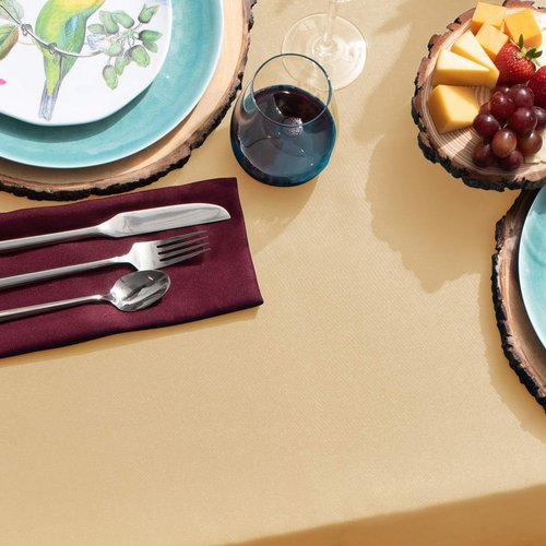 Gee Di Moda Rectangle Tablecloth - 60 x 102 Inch Beige Table Cloth for 6 Foot Rectangle Tables - Heavy Duty Washable Fabric - for Holiday Party, Dinner, Weddings, Baby Shower & Events