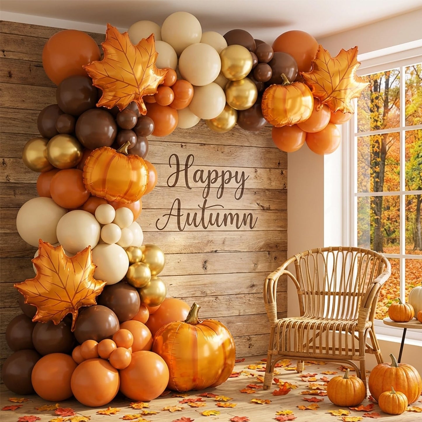 RUBFAC Burnt Orange Balloons 129pcs Different Sizes Pack of 18 12 10 5 Inch, Latex Terracotta Balloon Garland Arch Kit for Fall Thanksgiving Halloween Wedding Birthday Party Decoration