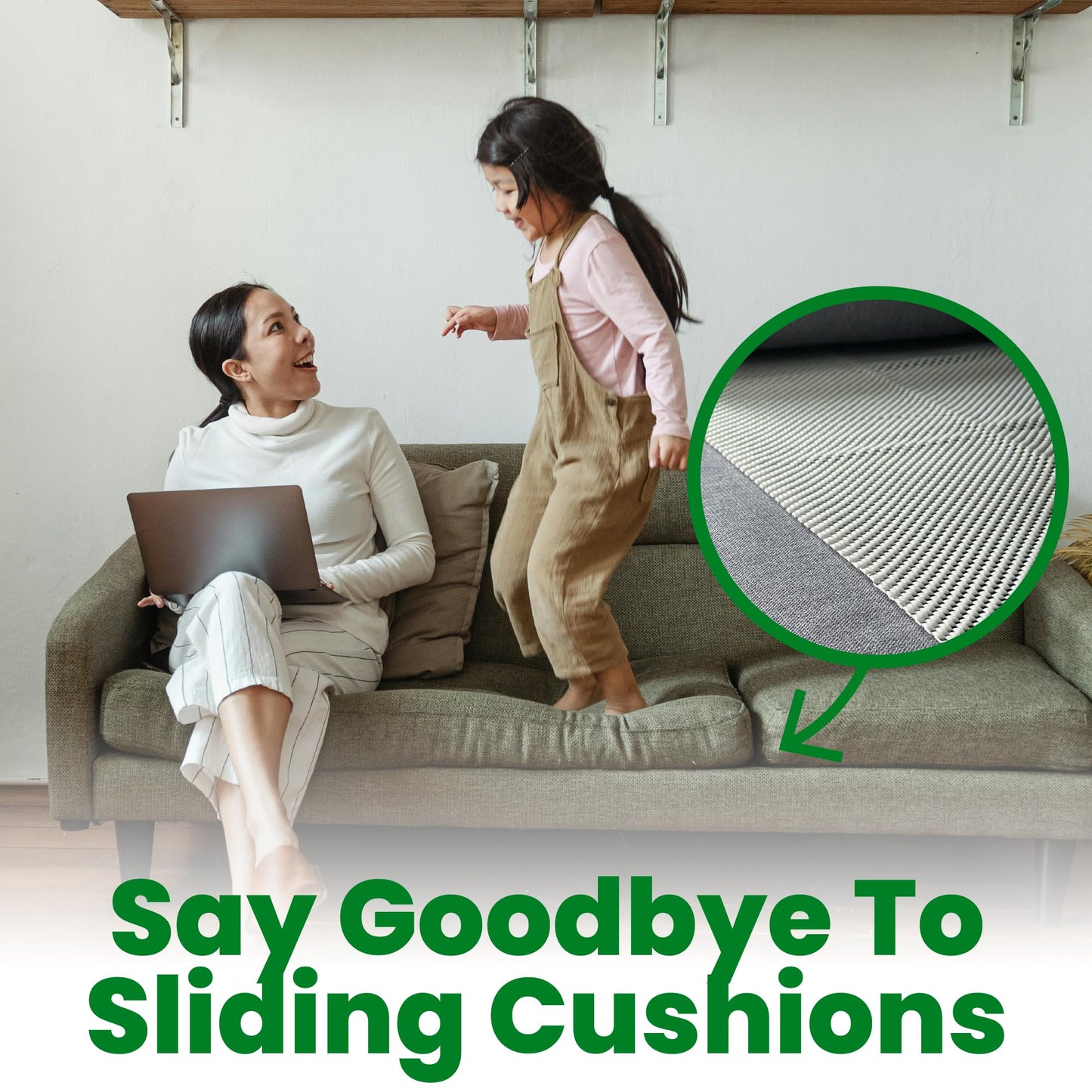 ECOHomes Couch Cushion Grip Pad, Couch Cushion Non Slip Pads Keep Sofa Cushions from Sliding - Anti Slip Sofa & Patio Grips Mattress Gripper Stopper Stop Slide & Prevent Sliding (4 Seater - 22" x 88")