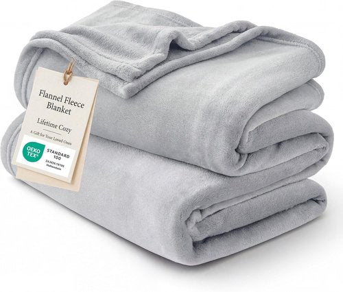 Bedsure GentleSoft Fleece Bed Blanket - Soft, Lightweight, Plush Luxury in Light Grey | Full Size 84x90 Inches
