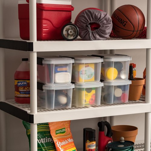 IRIS USA WeatherPro 6 Qt Storage Bins - BPA-Free Plastic with Tight Seal & Lids | Stackable Clear/Black 6-Pack