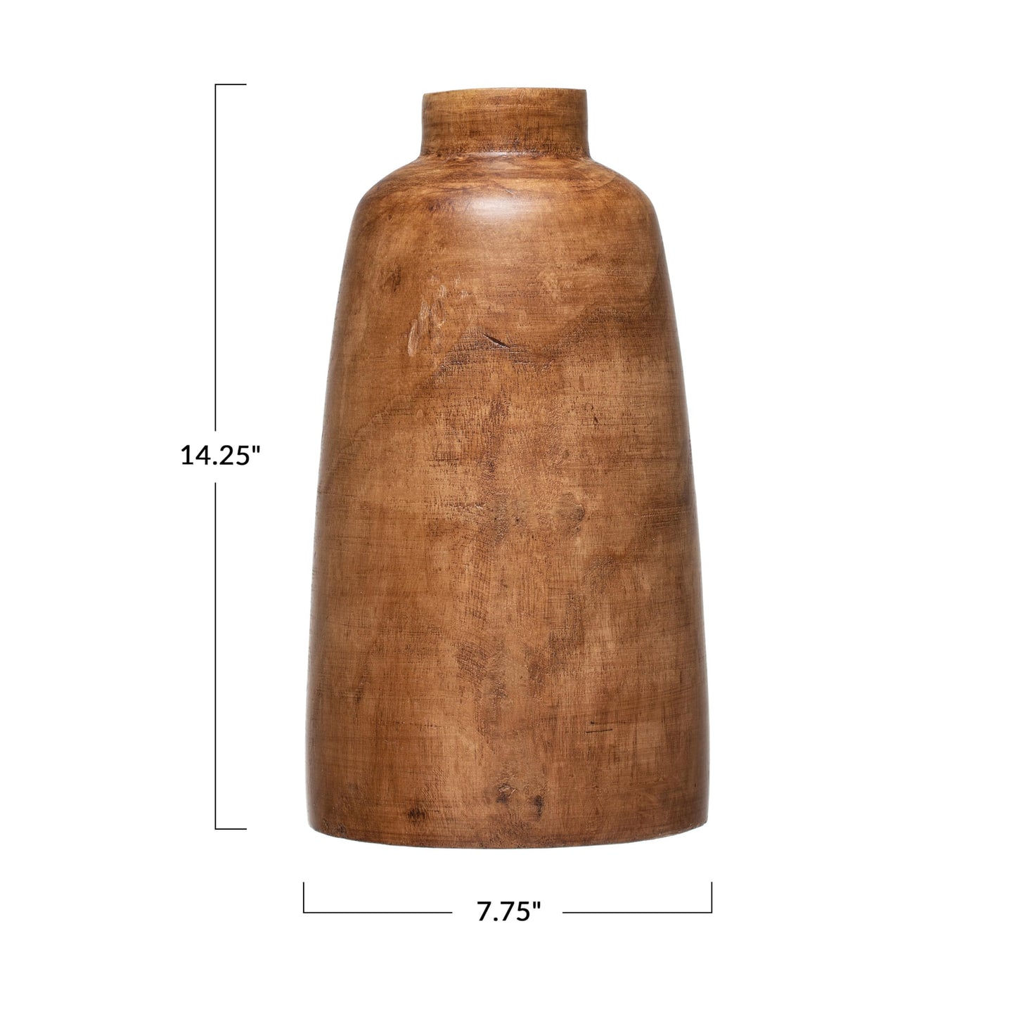 Creative Co-Op Paulownia Wood Vase, Brown