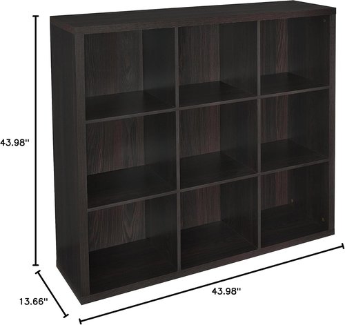 ClosetMaid 9-Cube Storage Shelf Organizer - Easy Assembly Wood Bookshelf in Black Walnut