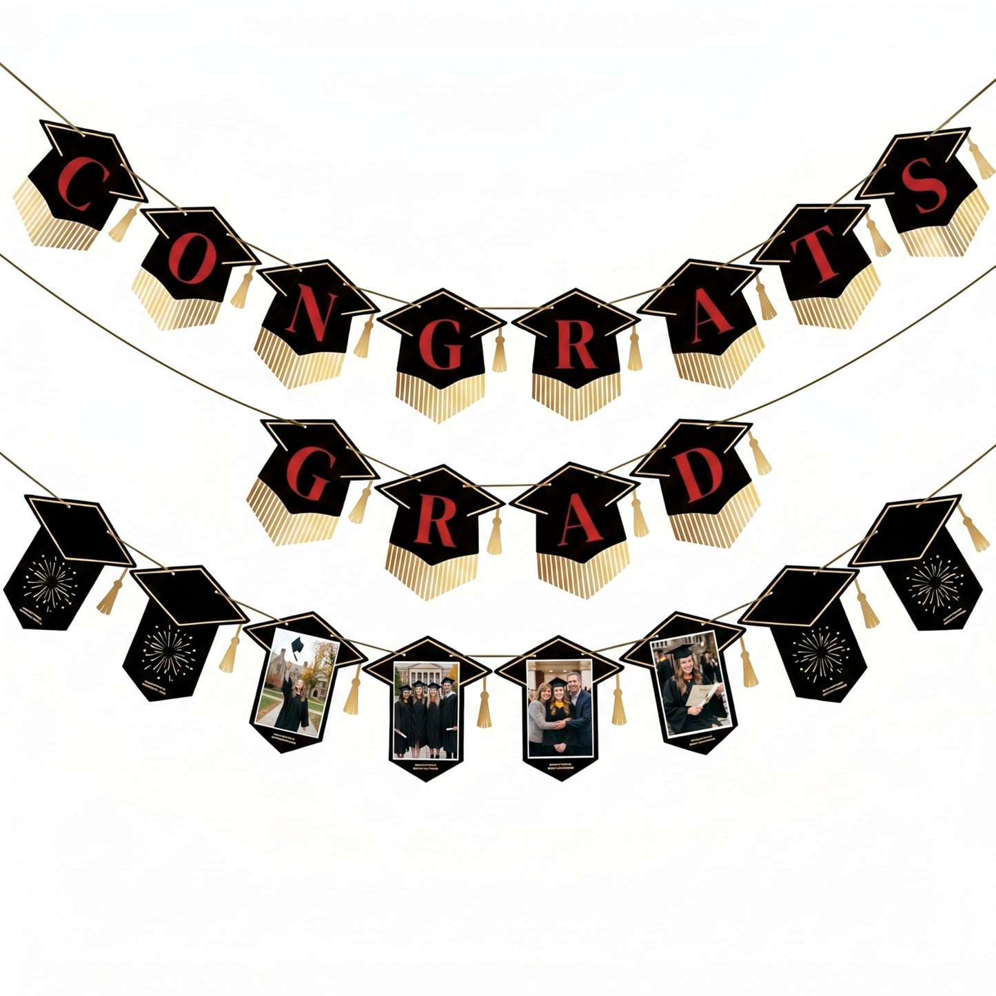 PartyWoo Class of 2026 Black and Red Graduation Banner Decorations 2pcs Black Red 2026 Hanging Congrats Grad Party Banner Supplies for Middle High School College Graduation Party Decorations