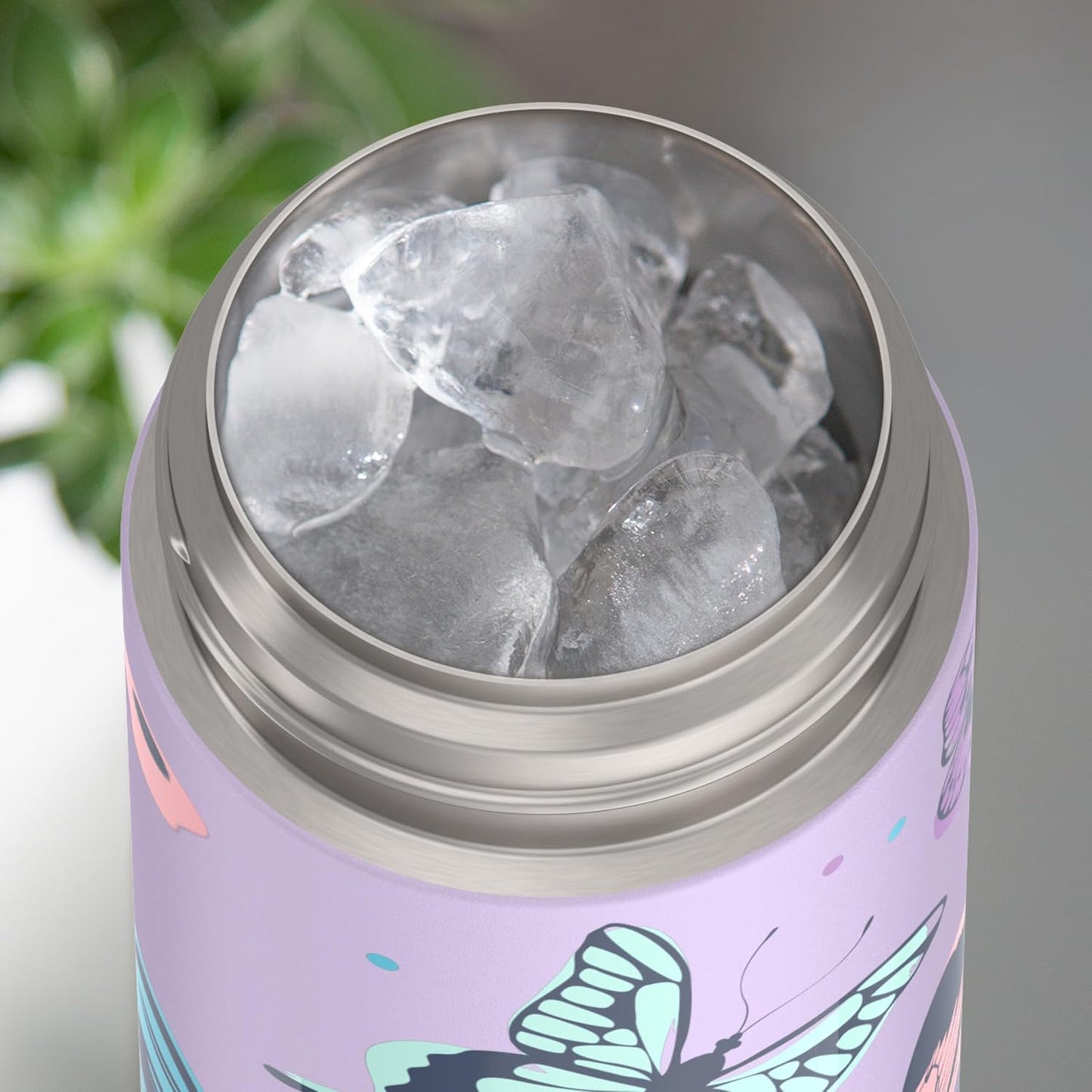 THERMOS FUNTAINER Water Bottle - 12 Ounce Stainless Steel Insulated Kids Bottle with Straw | Butterfly Frenzy Design