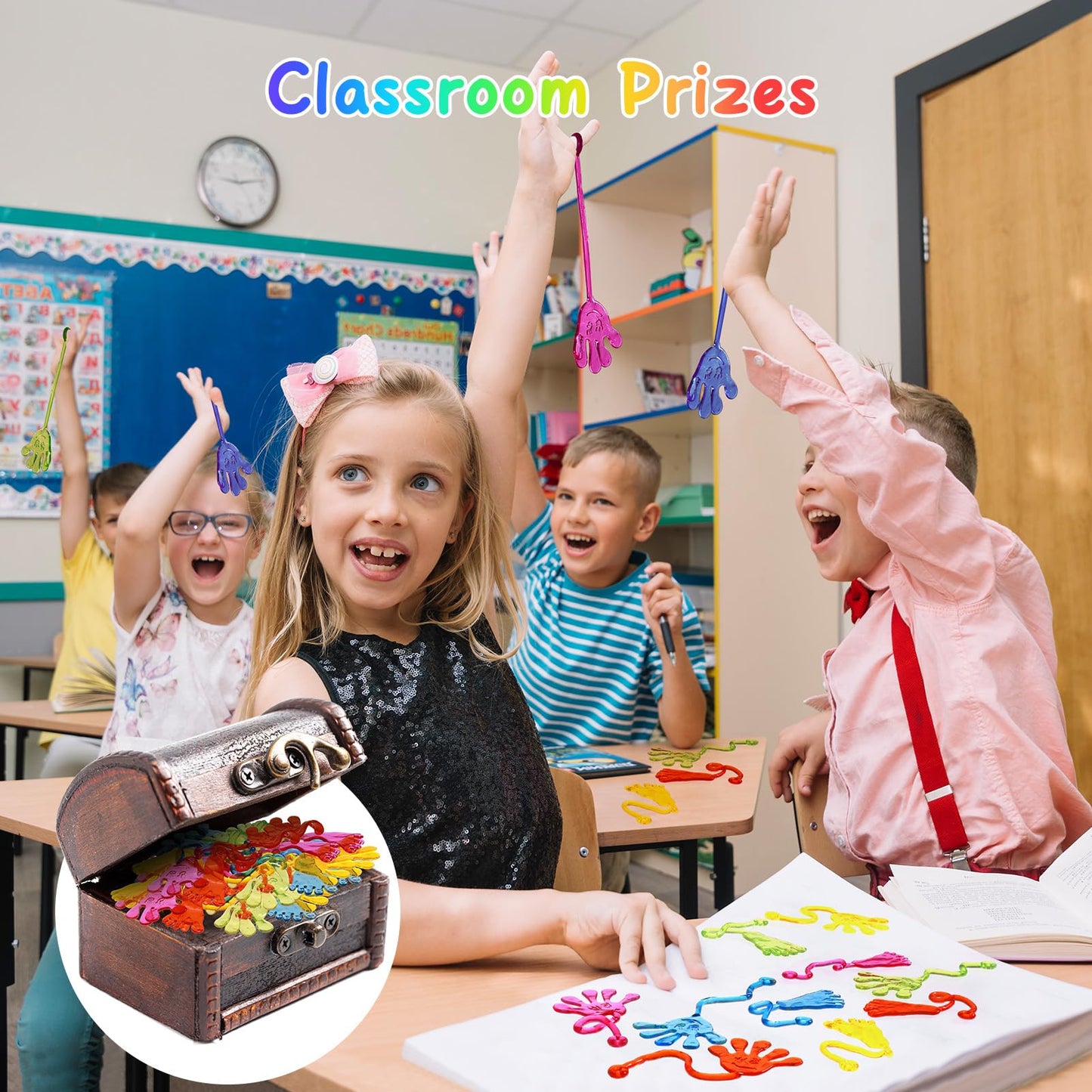 Sticky Hands Bulk 120 PCS Party Favors for Kids 4-8,8-12 Year Stretchy Sticky Hand Feet Goodie Bags Stuffers for Kids Treasure Box Toys for Classroom Small Mini Prizes Trinkets Pinata Stuff