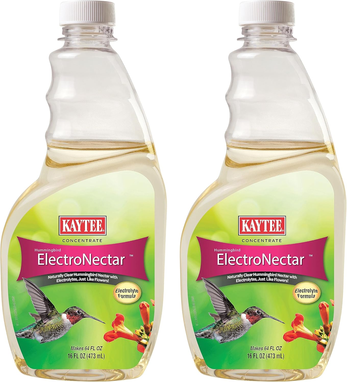 Kaytee Hummingbird ElectroNectar - Wild Bird Food Concentrate, 16 oz (Makes 128 oz) - 2 Pack