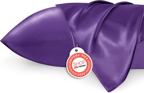 Bedsure King Size Satin Pillowcase Set - Purple Silky Pillow Cases for Hair & Skin, 20x36 Inches, 2-Pack