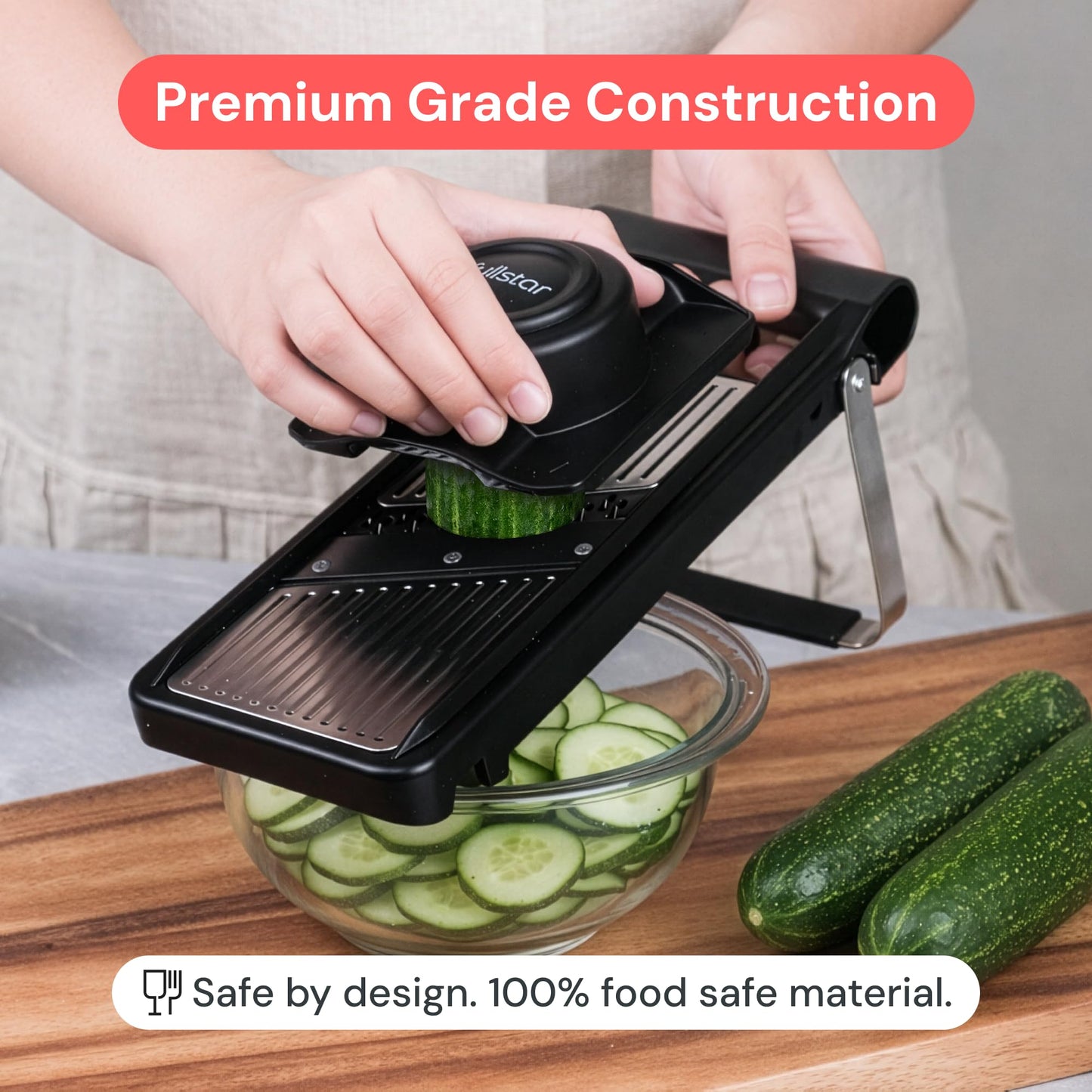 Fullstar Mandoline Slicer for Kitchen – Stainless Steel Vegetable Cutter & Cheese Grater with Adjustable Blades, Safety Glove & Catch Tray Included (7-in-1, Silver)