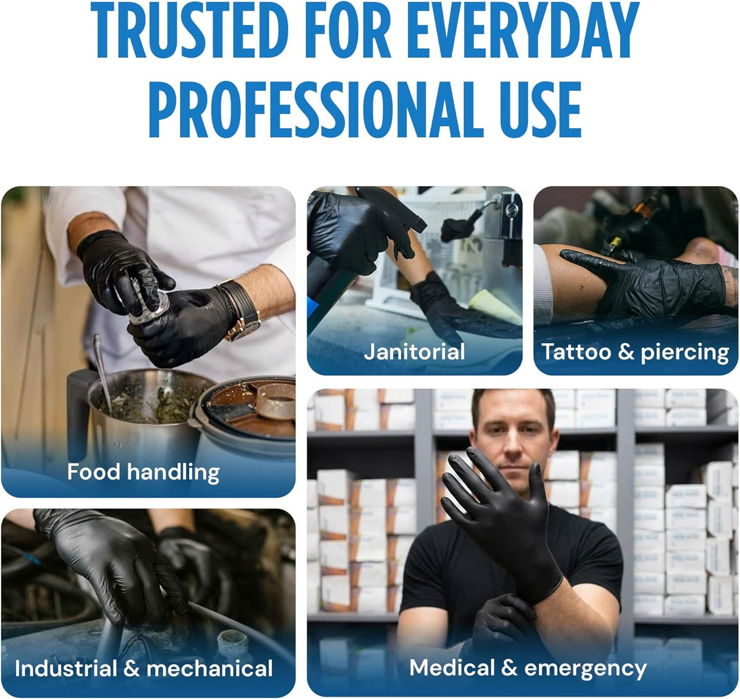Nitrile Exam Gloves - Latex-Free, Powder-Free, Non-Sterile Disposable Gloves for Medical & Kitchen Use