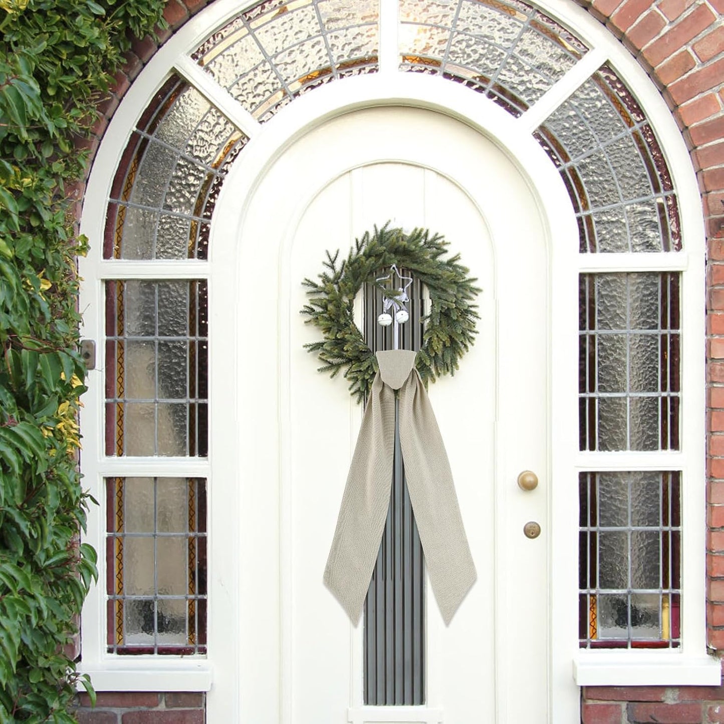 Skiennix Easter Wreath Sash - 6 Pcs Beige Plain Decor for Front Door | 5" W x 55" L Outdoor Accessory