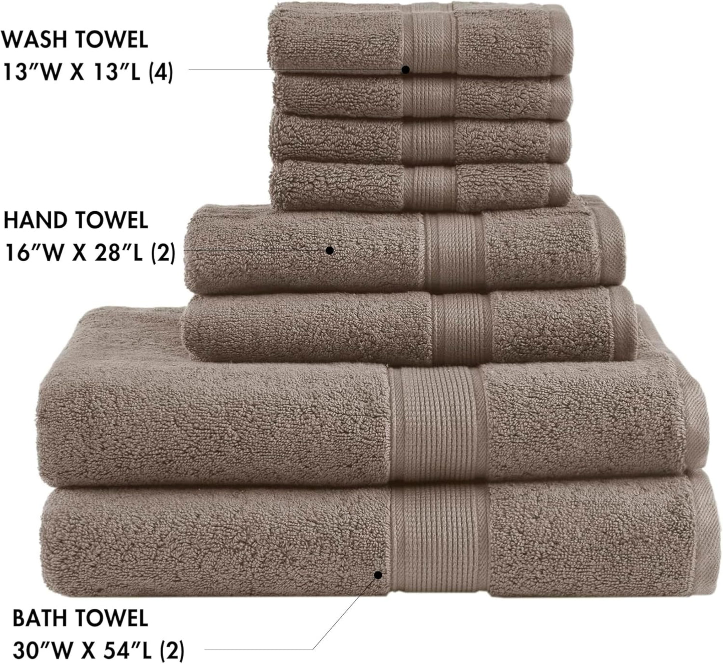 Madison Park 800GSM Cotton Bath Towel Set - Luxurious Absorbent Towels in Mocha | 8-Piece Spa Quality
