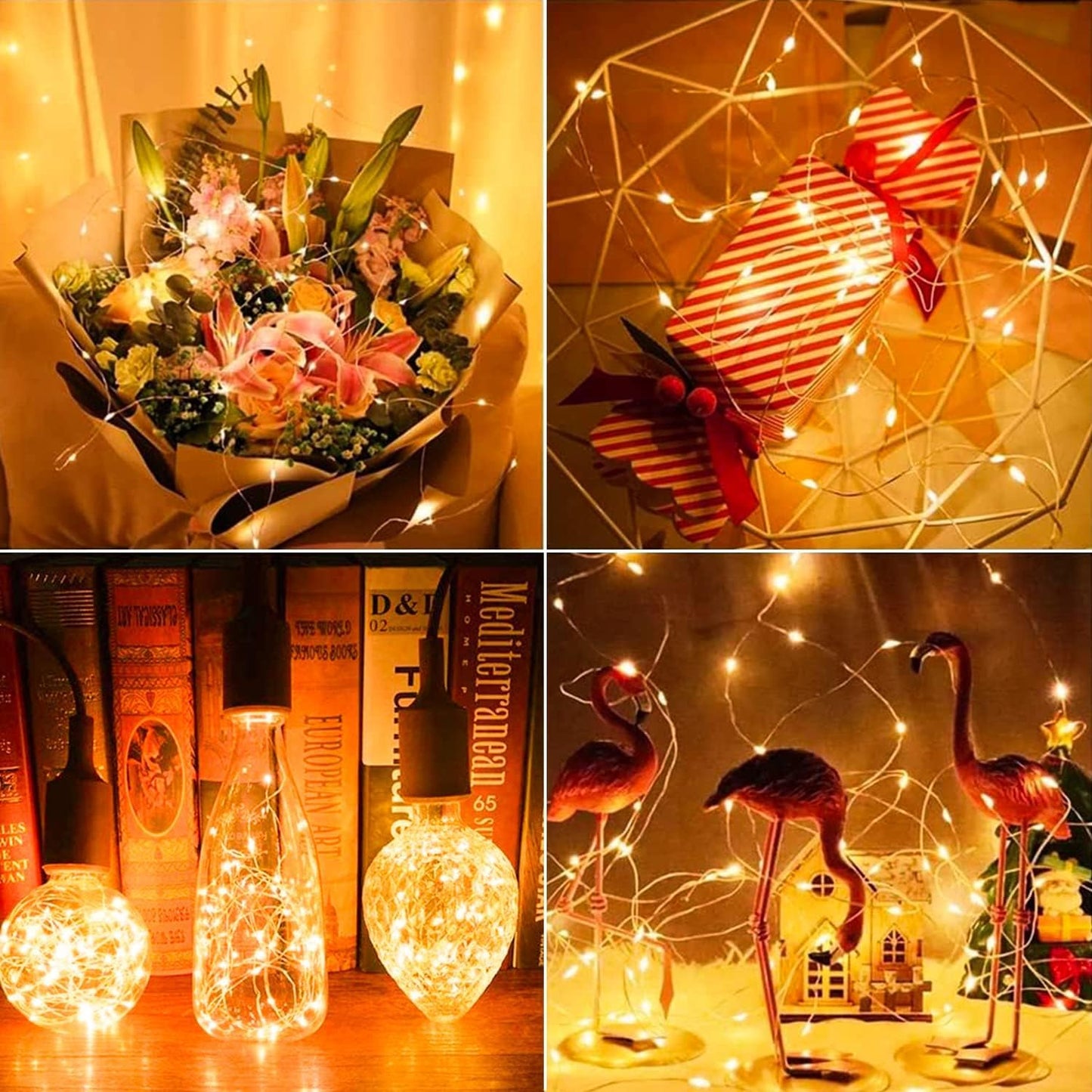 6 Pack Fairy Lights Battery Operated with Timer Silver Wire Mini 13FT 40LED Waterproof Cuttable Twinkle Christmas String Lights for Home Bedroom Wedding DIY Centerpiece Birthday (Warm White)