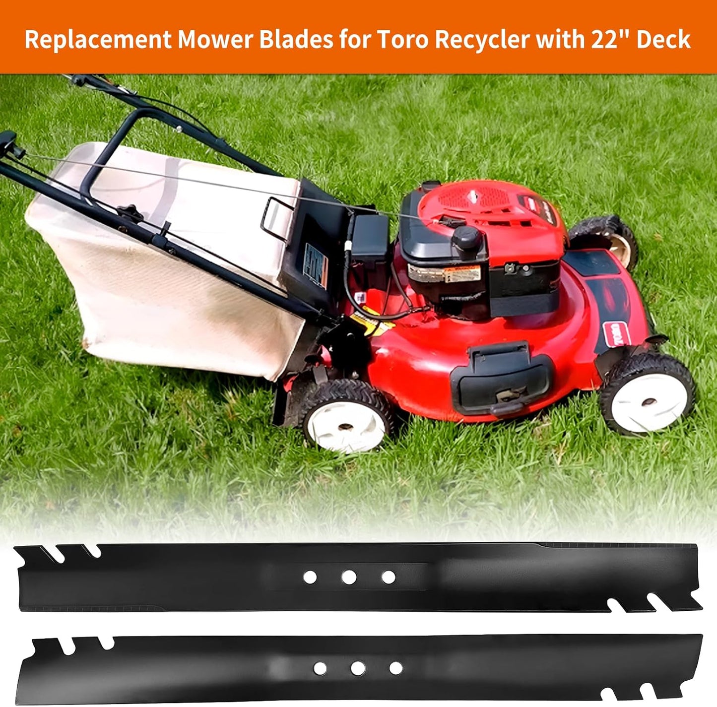 Toro Mulching Blades - 2 Pack Replacement Mower Blades for 22" Recycler Deck | Model 131-4547-03
