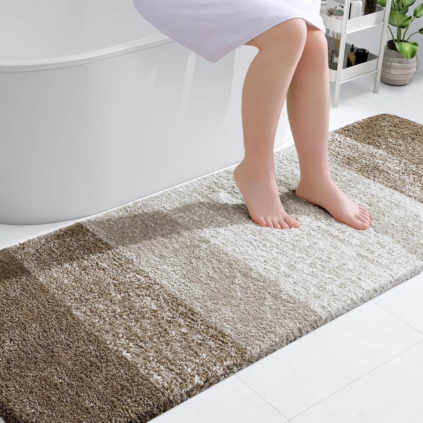 OLANLY Bathroom Runner Rug - Extra Soft Microfiber Mat | 70x24, Quick Dry, Washable, Coffee Color