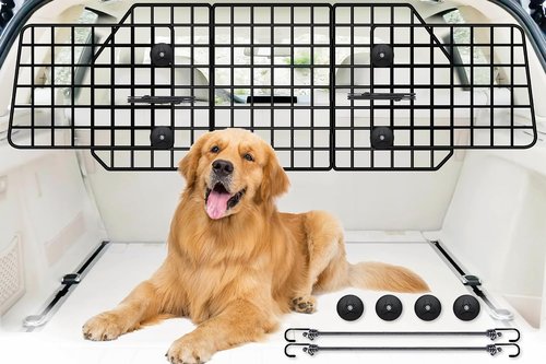 FEED GARDEN Dog Car Barrier - Adjustable Heavy-Duty Wire Mesh Pet Divider for SUVs & Trucks | Triple Folding (36.6"-60.6")