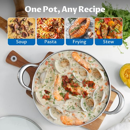 BEZIA Large 8 Quart Nonstick Stock Pot with Lid, Induction Cooking Pot Soup Pot, Non-toxic and Oven Safe, Perfect for Stews, Soups and All Stovetops, PFOA PFAS Free