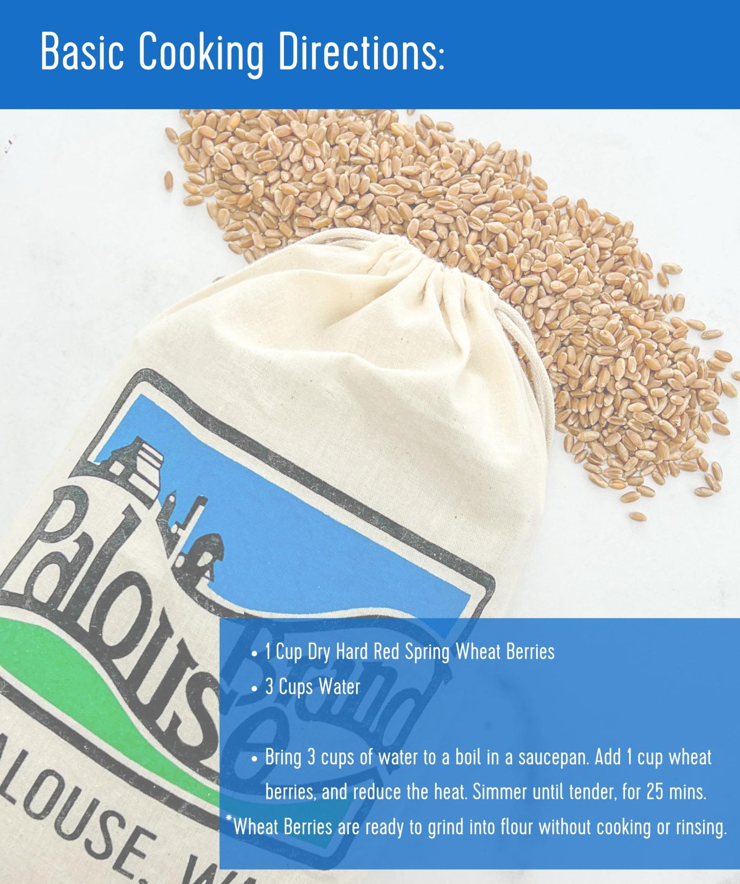 Palouse Brand Certified Glyphosate Residue Free Hard Red Spring Wheat Berries | 5 LBS | 100% Non-Irradiated | Certified Kosher Parve | USA Grown | Non-GMO Project Verified