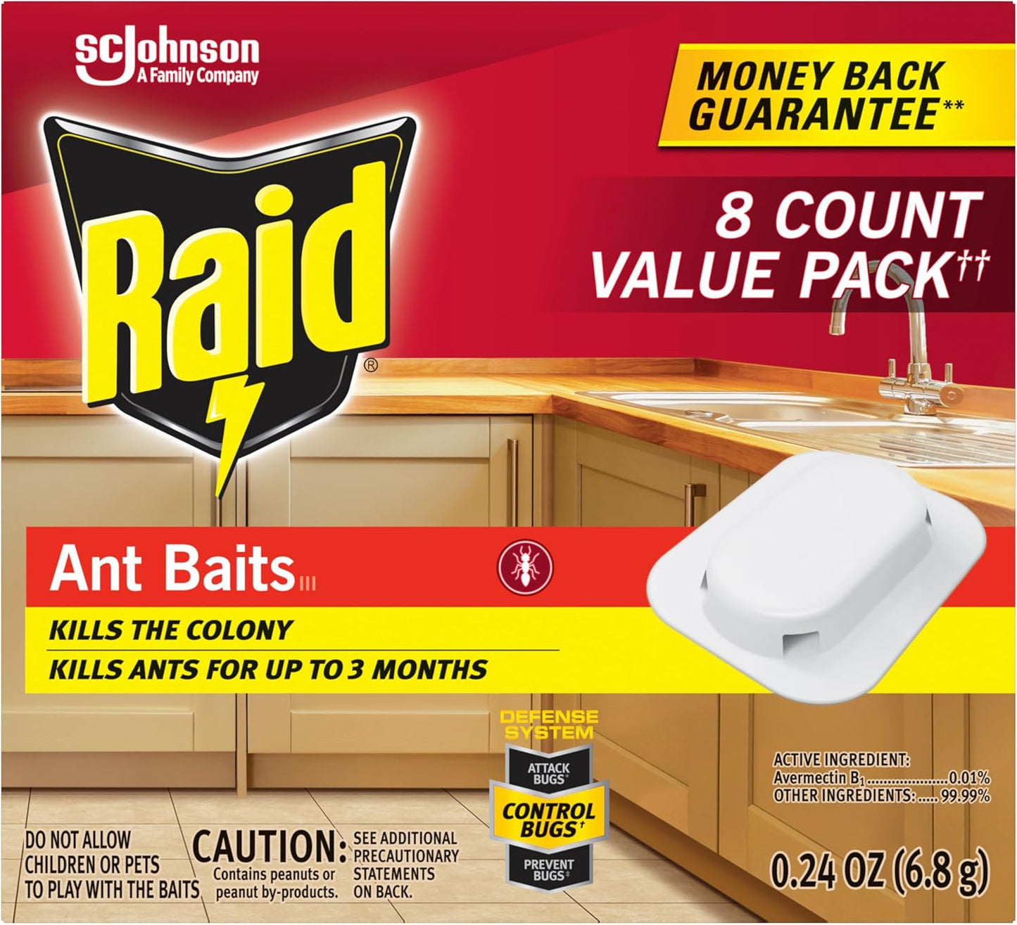 Raid Ant Killer Baits - Child-Resistant Indoor Bug Killer - 0.24 Oz, 8 Count
