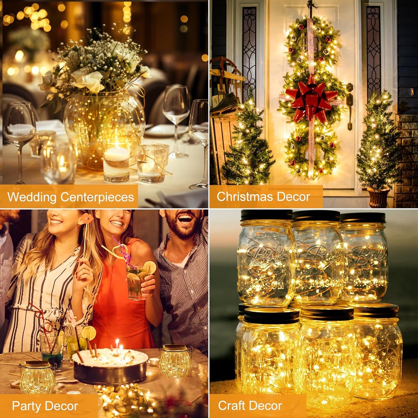 BTFarm 100 Pack Fairy Lights - Battery Operated 20 LED Twinkle Lights | Waterproof Mini Silver Wire, Warm White