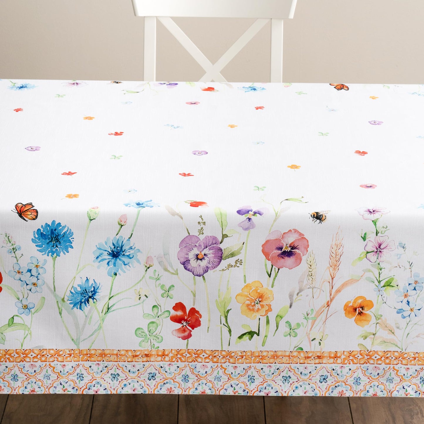 Maison d' Hermine Table Cloth Rectangle Table 100% Cotton 60 x 90 Inches Tablecloth Reusable Decorative for Dining Kitchen Room Farmhouse Home Gifts for Mothers Day Spring Summer - Summer Whisper