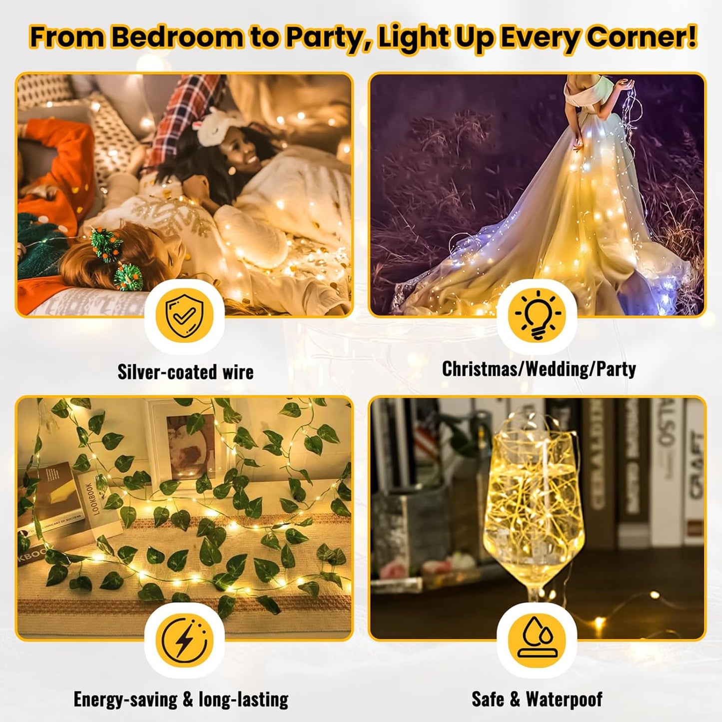 ZSJWL Fairy Lights - 30 Pack Battery Operated Warm White 7Ft Mini String Lights | Waterproof Twinkle Lights for Weddings, Parties, and Home Decor